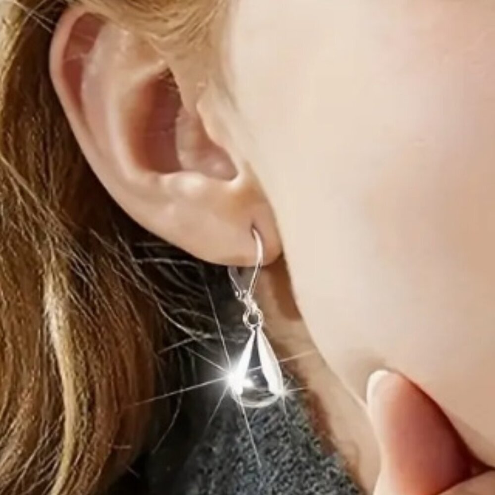 925 Sterling Silver - Teardrop - Shaped Polished Dangle Earrings - Picture 2 of 3